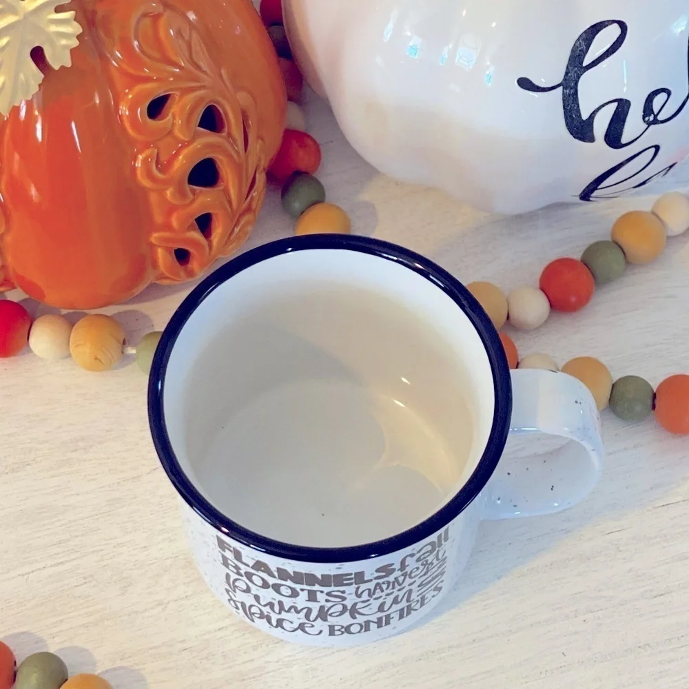 FALL MUG 🍁🍂 Flannels Fall Boots ~ Ceramic Coffee Mug NWT🤎